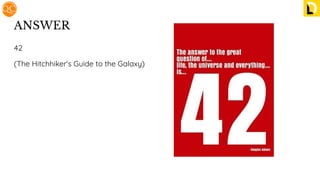 ANSWER
42
(The Hitchhiker's Guide to the Galaxy)
 