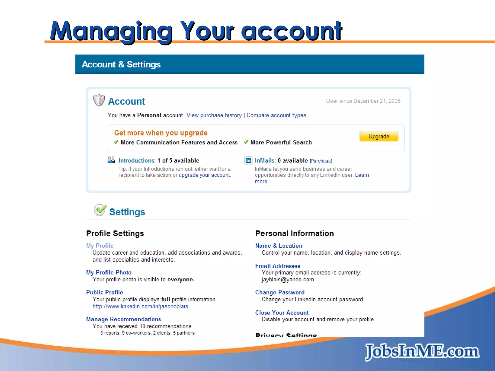 Managing Your account 