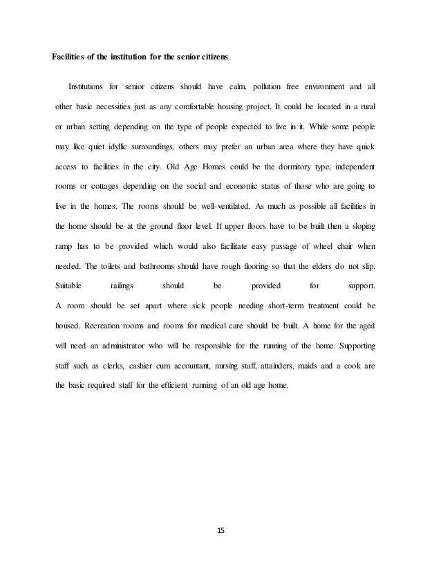 Old age home project document Old age home project document
