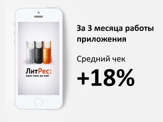 За 3 месяца работы
приложения
Средний чек
+18%
 