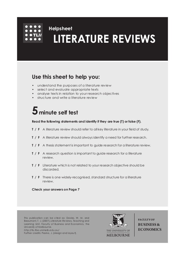 Tlu help sheet literature reviews