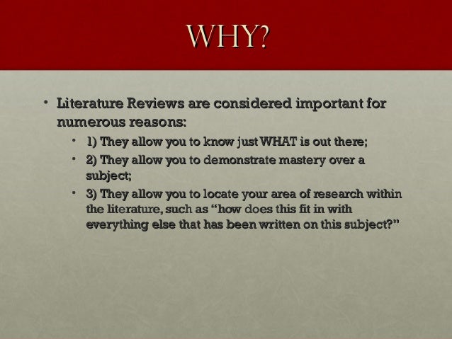 literature review is important