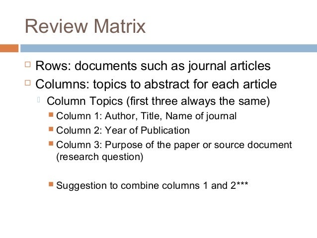 lit review matrix