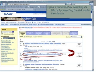 Open a document by selecting its title or by selecting the link under the citation. 