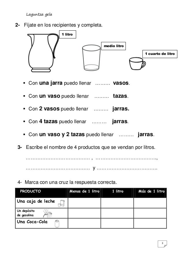 Litro medio y cuarto ACTIVIDADES Litro medio y cuarto ACTIVIDADES