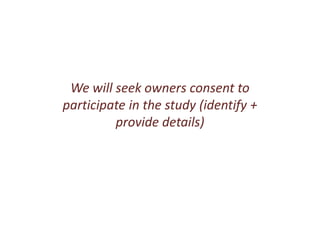 Outline of proposed livestock identification and traceability research activities in Loliondo