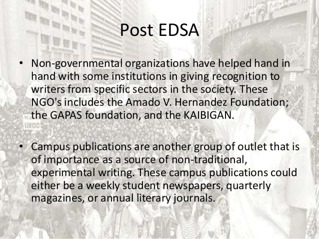 essay about edsa revolution in philippines F ebruary 25, 2016 marks the 30th anniversary of the historic edsa/people power revolution in which the dictatorship of ferdinand marcos, after 14 years of repressive and bloody rule, was overthrown by the united effort of millions of filipinos to commemorate this momentous anniversary, the philippine consulate general of san francisco. essay about edsa revolution in philippines F ebruary 25, 2016 marks the 30th anniversary of the historic edsa/people power revolution in which the dictatorship of ferdinand marcos, after 14 years of repressive and bloody rule, was overthrown by the united effort of millions of filipinos to commemorate this momentous anniversary, the philippine consulate general of san francisco.