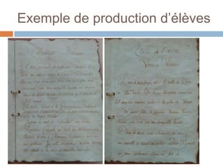 Exemple de production d’élèves
 
