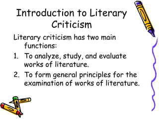 Literary Criticism and Literary Theories | PPT
