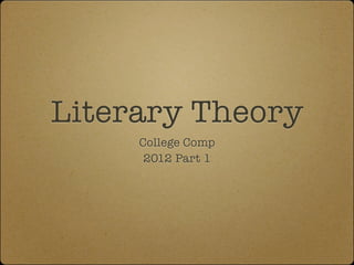 Literary Theory
     College Comp
      2012 Part 1
 