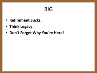 A Cheat Sheet for Tough TimesMBWAWork the phones, chat up experts, non-experts, customers, vendors. Seek enormous diversity of opinion."Over” communicate!!!!!Meet ... daily, first thing ... with your leadership team—to discuss whatever, checkassumptions. Perhaps meet again late afternoon. Meetings max 30 minutes, maybe 15.