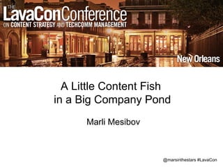 @marsinthestars #LavaCon
A Little Content Fish
in a Big Company Pond
Marli Mesibov
 