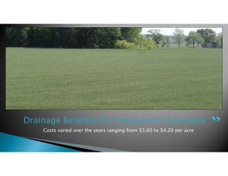 Costs varied over the years ranging from $3.60 to $4.20 per acre
Drainage Benefits for Participants' Farmland
 