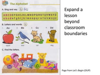 Expand a lesson beyond classroom boundariesPage from Let’s Begin (OUP)