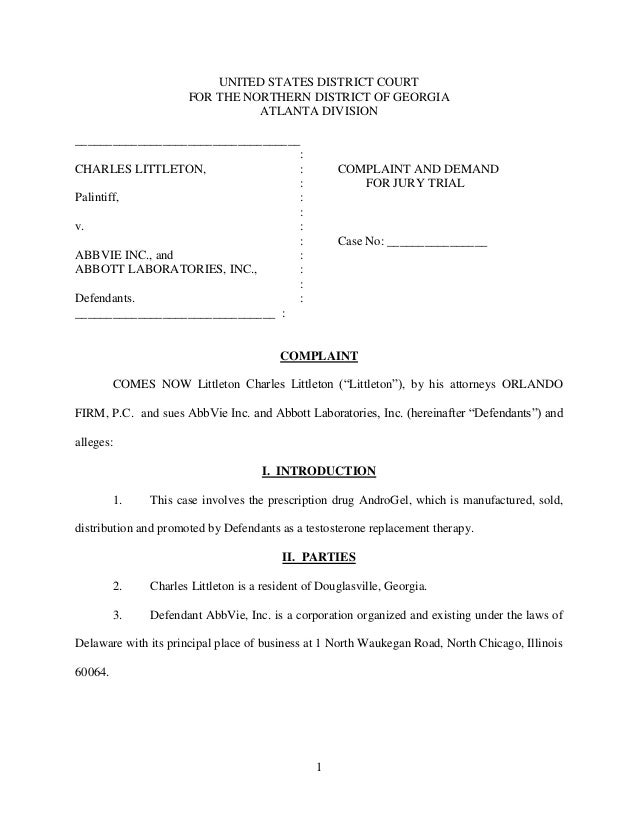 first lowt complaint filed in georgia punitive damages personal injury complaint form