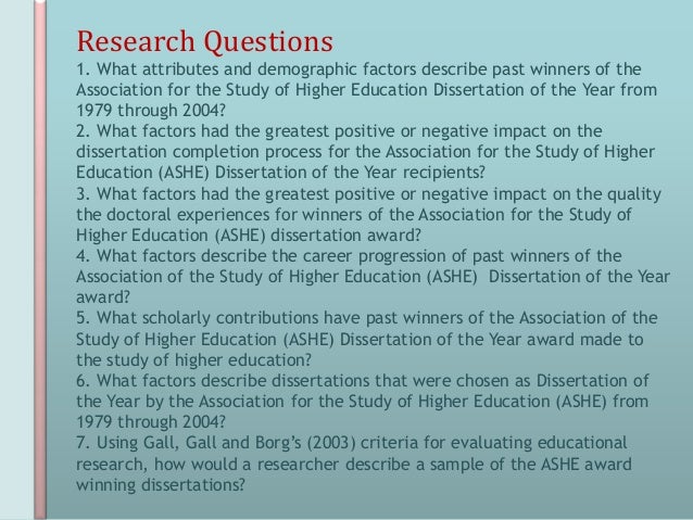 Ashe dissertation of the year