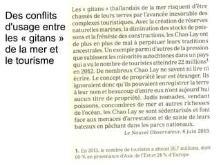 Des conflits
d'usage entre
les « gitans »
de la mer et
le tourisme
 