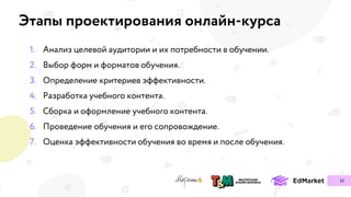 22
Этапы проектирования онлайн-курса
 