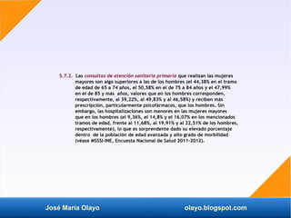 José María Olayo olayo.blogspot.com
5.7.2. Las consultas de atención sanitaria primaria que realizan las mujeres
mayores s...