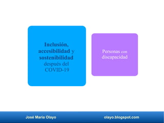 José María Olayo olayo.blogspot.com
Inclusión,
accesibilidad y
sostenibilidad
después del
COVID-19
Personas con
discapacidad
 