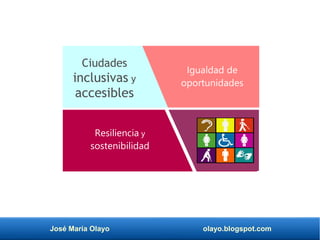 José María Olayo olayo.blogspot.com
Ciudades
inclusivas y
accesibles
Resiliencia y
sostenibilidad
Igualdad de
oportunidades
 