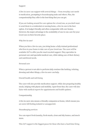 Live-in care : what to expect?