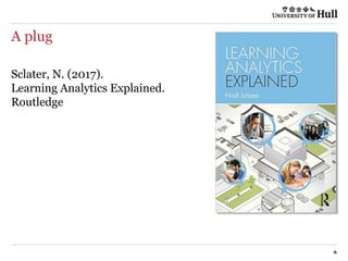 A plug
6
Sclater, N. (2017).
Learning Analytics Explained.
Routledge
 