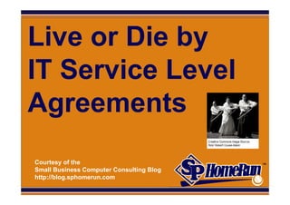 SPHomeRun.com


Live or Die by
IT Service Level
Agreements
  Courtesy of the
  Small Business Computer Consulting Blog
  http://blog.sphomerun.com
 