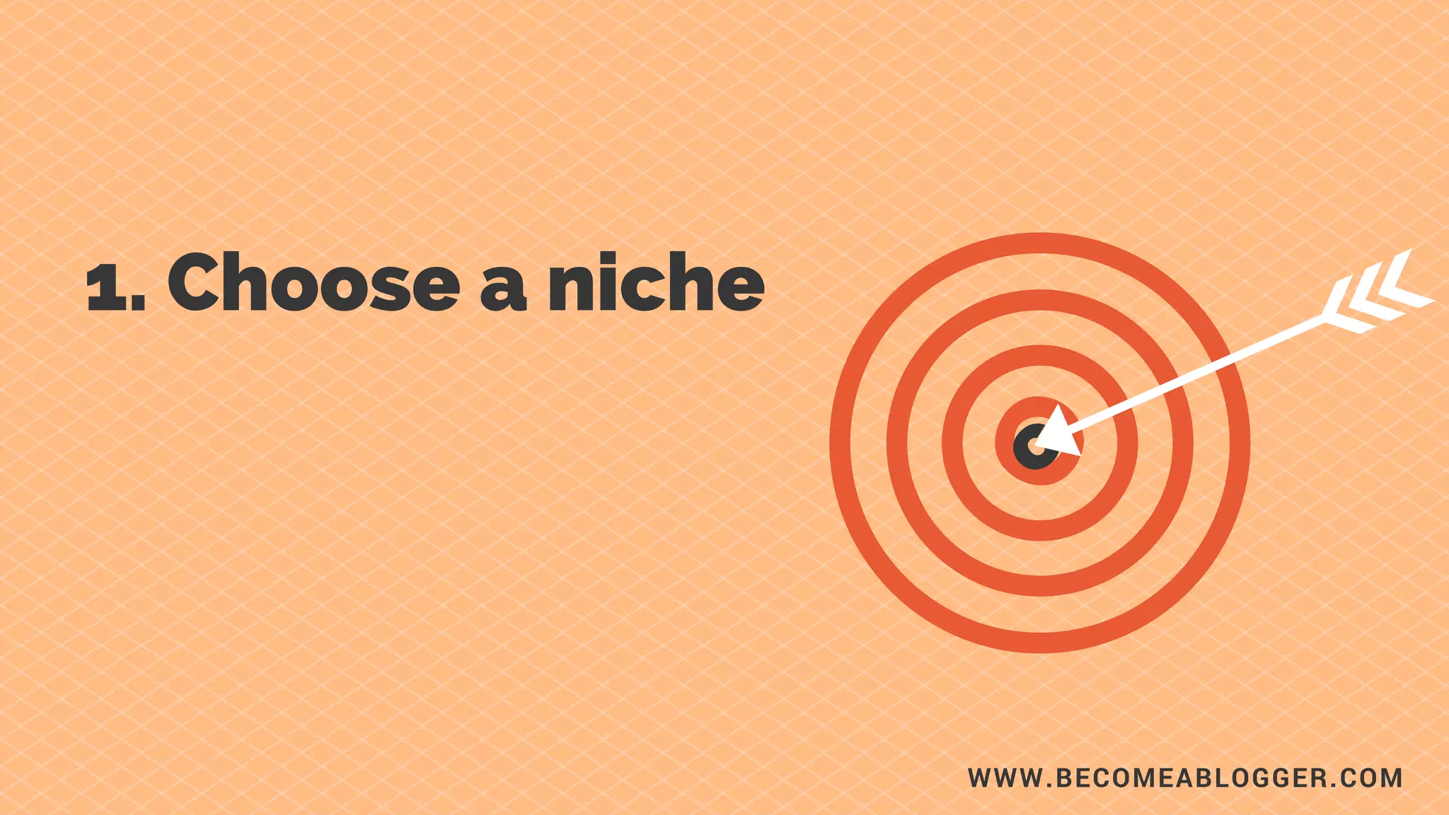 WWW.BECOMEABLOGGER.COM
1. Choose
a niche. c