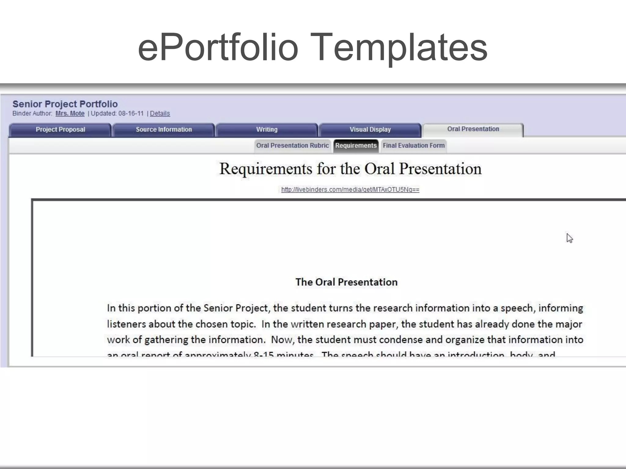 ePortfolio Templates
 