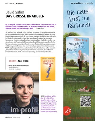 304 Seiten | € [D] 9,99
978-3-7466-3146-2
Auch als Hörbuch und E-Book erhältlich
Jetzt reinlesen
http://b2l.bz/lbIict
www.aufbau-verlag.de
Die neue
Lust am
Gärtnern
 