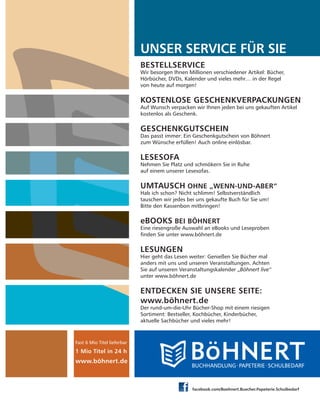 68 buchjournal sechs.2015
JUNGE LESER . REIHENWEISE
←
→ INA GRÜN
→ DISNEY • DIE EISKÖNIGIN –
SING MIT ELSA!
Panini, 32 Seiten,
14,99 € (D) • 15,50 € (A),
ab 5
Die beiden Schwestern aus dem Disneymärchen „Die Eiskönigin“ bringen
Mädchenherzen zum Schmelzen. Jetzt dürfen Fans mit Elsa und Anna
auch singen, Weihnachten feiern und Freundschaften festigen.
MÄRCHENHAFT
BLÄTTERN UND SPIELEN
HintergrundundSterne:©Disney/DieEiskönigin–MeinAnna-Freundebuch
 