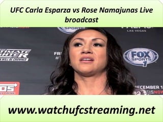 UFC Carla Esparza vs Rose Namajunas Live 
broadcast 
www.watchufcstreaming.net 
