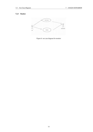 7.2 Use-Case Diagram 7 USAGE SCENARIOS
7.2.5 Monitor
Figure 6: use case diagram for monitor
14
 