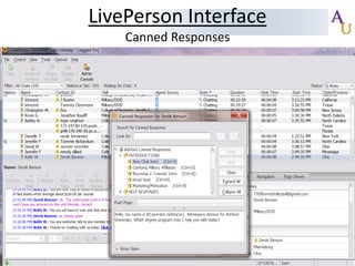 LivePerson Interface
Canned Responses

 