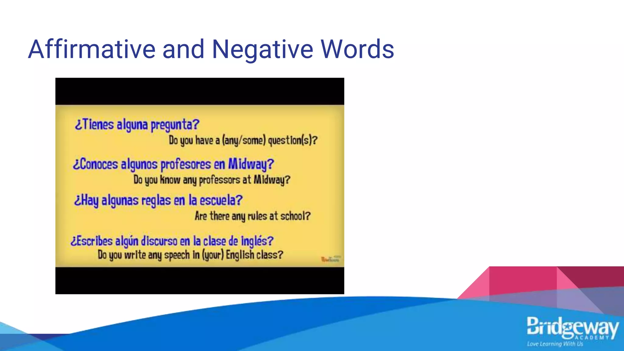 Affirmative and Negative Words
 