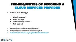 THE IMPORTANCE OF
AUTOMATION
IN SELLING
CLOUD SERVICES
1 2
For service providersFor customers
 