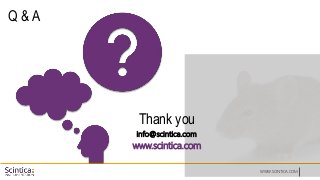 WWW.SCINTICA.COM
Q & A
info@scintica.com
www.scintica.com
Thank you
 