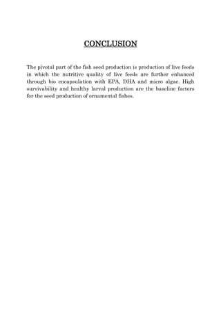 Fish Production Conclusion Livefeed culture, Priyanka Chatterjee | DOCX