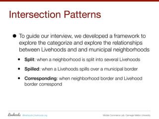 Intersection Patterns

• To guide our interview, we developed a framework to
  explore the categorize and explore the rela...