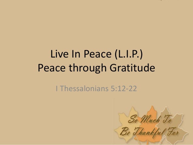 1 Tesalonika 5 12 22 Live In Peace - 1 Thessalonians 5:12-22