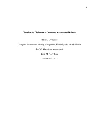 Globalization Challenges to Operations Management Decisions | PDF