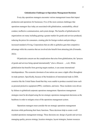 Globalization Challenges to Operations Management Decisions | PDF