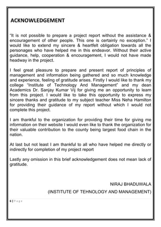 Live Project on Principle of Management | PDF