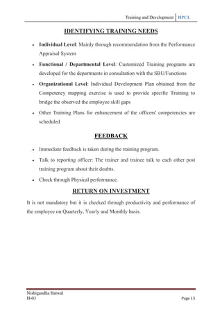 Hp Skill Development Form.pdf LIVE PROJECT ON “TRAINING AND DEVELOPMENT AT HINDUSTAN PETROLEUM ...
