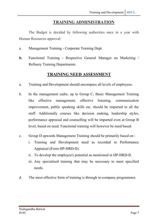 Hp Skill Development Form.pdf LIVE PROJECT ON “TRAINING AND DEVELOPMENT AT HINDUSTAN PETROLEUM ...