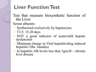 Liver functions, disorders and diagnostic tests - ppt | PDF