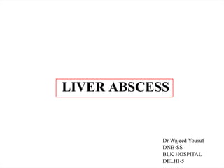 LIVER ABSCESS
Dr Wajeed Yousuf
DNB-SS
BLK HOSPITAL
DELHI-5
 