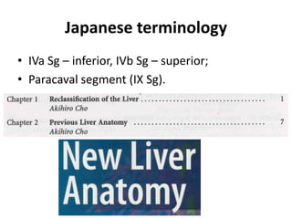 Japanese terminology
• IVa Sg – inferior, IVb Sg – superior;
• Paracaval segment (IX Sg).
 