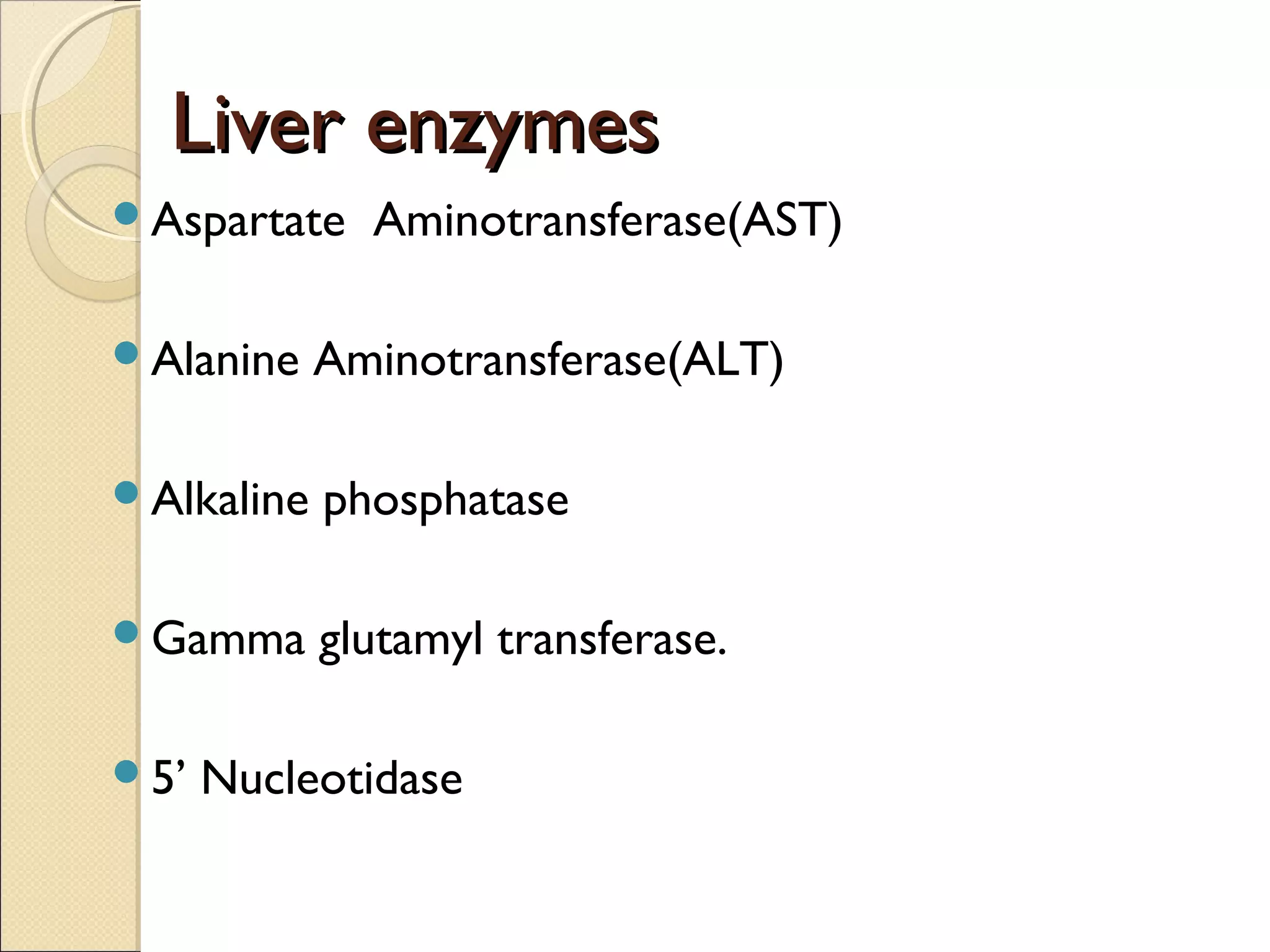 Enzymes in liver disorders presentation with cases | PPT